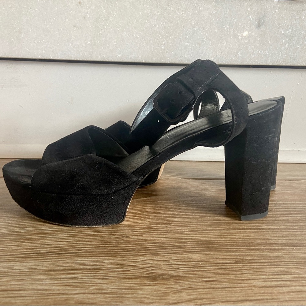 Stuart Weitzman Black Suede Strappy Platform Sandal. Size 10 - Picture 8 of 8